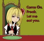  bad_id bad_pixiv_id blonde_hair english hands mouth_hold plate red_eyes rumia solo spoon tetsua_rei touhou 