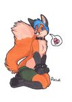  &hearts; axle bdsm blue_hair bondage bound canine clothing collar cuffs fox hair hindpaw kneeling looking_at_viewer male mammal muzz paws plain_background prisma_markers shorts solo tongue tongue_out traditional traditional_media white_background 