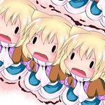  animal_ears blonde_hair cat_ears cat_tail chibi commentary extra_ears hoshizuki_(seigetsu) kemonomimi_mode mizuhashi_parsee multiple_persona open_mouth puru-see scarf tail touhou trembling |_| 