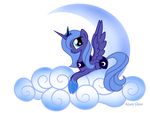  alicorn cloud cutie_mark equine female feral friendship_is_magic horn horse mammal mlpazureglow moon my_little_pony plain_background pony princess_luna_(mlp) solo transparent_background unknown_artist wallpaper winged_unicorn wings 