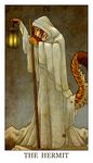  card eyes_closed feline female feralise lamp lantern major_arcana mammal polearm robe solo staff standing tarot_card the_hermit_(tarot) tiger 