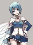  :3 blue_eyes blue_hair cape gloves head_tilt jpeg_artifacts magical_girl mahou_shoujo_madoka_magica miki_sayaka miogrobin short_hair simple_background smile solo white_gloves 