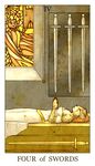  card cat cheetah dress feline female feralise four_of_swords_(tarot) mammal minor_arcana solo stained_glass sword tarot_card weapon 