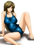  long_hair minami-ke minami_haruka simple_background sitting solo spread_legs swimsuit 