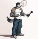  &hearts; canine enydimon flower male muscles rose solo tail timberwolf valentines_day white_background wolf 