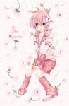  alternate_color artist_request flower hair_flower hair_ornament highres holding kagamine_len male_focus necktie otoko_no_ko pink_hair pink_neckwear sailor_collar sakura_len solo vocaloid 