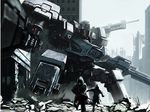  armored_core city from_software gun mecha ruins soldiers weapon 