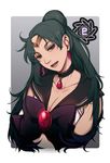  bishoujo_senshi_sailor_moon black_bow black_choker bow choker earrings grey_background half_updo harumaki jewelry jitome magical_girl meiou_setsuna pluto_symbol sailor_pluto sailor_senshi_uniform solo tiara 