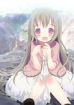  absurdres blush body_blush cardigan child dress grey_hair highres long_hair open_mouth original purple_eyes shiro_(octet) sitting smile solo very_long_hair 