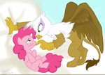 beutelwolf equine female feral friendship_is_magic fur gilda_(mlp) gryphon horse mammal my_little_pony pink_fur pinkie_pie_(mlp) pony wings 