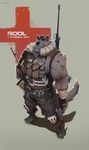  black_nose brown_hair canine gun hair male mammal ranged_weapon solo stoopix tail weapon wolf 