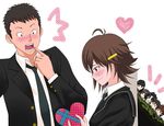  6+girls ahoge amagami ayatsuji_tsukasa blush box brown_hair hair_ornament hairclip heart-shaped_box itou_kanae_(amagami) kibito_high_school_uniform long_sleeves multiple_girls peeping sakurai_rihoko school_uniform short_hair surprised tachibana_jun'ichi takemi_kaoru tanaka_keiko tanamachi_kaoru umehara_masayoshi valentine wavy_mouth 