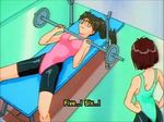  barbell bike_shorts brown_hair exercise gif gym leotard nikaido_yoriko shorts tsujimoto_natsumi you&#039;re_under_arrest 