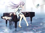  arm_support barefoot dress envelope feet grand_piano high_heels highres instrument long_hair megurine_luka partially_submerged piano purple_eyes purple_hair red_string sandals shoes single_sandal single_shoe sitting sitting_on_piano solo strap_slip string taut_clothes vocaloid water wind yuzuki_kei 