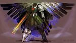  arugeri glowing mecha mechanical_wings mechanization no_humans reiuji_utsuho solo touhou weapon wings 
