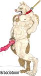  bondage bound bracciotoon canine dog gay male mammal nude penis plain_background solo white_background 