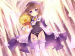  brown_hair cosplay eiserne_jungfrau eiserne_jungfrau_(costume) garter_straps sakutarou short_hair solo stuffed_animal stuffed_lion stuffed_toy tanada thighhighs umineko_no_naku_koro_ni ushiromiya_maria white_legwear 