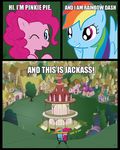  breaking_the_fourth_wall comic equine female feral friendship_is_magic fur horse jackass mammal my_little_pony pegasus pink_fur pinkie_pie_(mlp) pony rainbow_dash_(mlp) shopping_cart unknown_artist wings 
