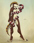  &hearts; &lt;3 anthro big_breasts black_scales breasts brown_scales claws cobra cute digitigrade eyes_closed female green_eyes markings navel nude open_mouth red_scales reptile scales scalie shandi shandie simple_background smile snake spotty_the_cheetah stripes telvin voluptuous yellow_markings yellow_scales 