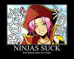  cosplay demotivational_poster haruno_sakura hat naruto necklace pink_hair pirate smile solo 