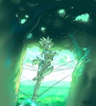  bare_feet braid female green green_theme jungle loincloth midriff navel outside scenery sky solo tail tree underwear unknown_artist vine wood 