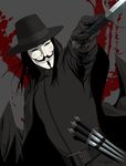  facial_hair gb_(doubleleaf) goatee guy_fawkes_mask hat knife male_focus mask mustache smile solo v_(v_for_vendetta) v_for_vendetta weapon 