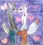  blue_eyes canine hearts horrendously_low_quality kissing pants unknown_species white 