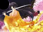  back black_hair breasts cherry_blossoms eclipse highres japanese_clothes katana large_breasts long_hair looking_back miyata_sou muvluv muvluv_alternative muvluv_total_eclipse nude see-through sideboob solar_eclipse solo sword takamura_yui weapon 