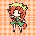  bad_id bad_pixiv_id baton bow chibi closed_eyes fushigi_ebi hair_bow hat long_hair open_mouth orange_(touhou) red_hair solo touhou touhou_(pc-98) 