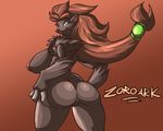  breasts butt female jaeh looking_back nintendo nipples nude pok&#233;mon pok&#233;morph pok&eacute;mon pussy side_boob solo video_games zoroark 