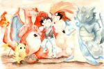  charizard gen_1_pokemon kabuto_(pokemon) lapras no_hat no_headwear pidgeot pokemon pokemon_(creature) raichu red_(pokemon) red_(pokemon_rgby) rhydon 