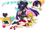  artist_request panty_&amp;_stocking_with_garterbelt panty_(character) panty_(psg) smile stocking_(character) stocking_(psg) sword weapon wink 