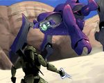  bad_pixiv_id energy_sword halo_(game) master_chief no_humans obomugera scarab_(halo) sword weapon 