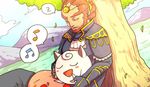  armor artist_request earrings ganondorf gen_1_pokemon gerudo gloves jewelry jigglypuff kirby kirby_(series) male_focus musical_note pokemon pokemon_(creature) red_hair sleeping smile super_smash_bros. the_legend_of_zelda the_legend_of_zelda:_twilight_princess 