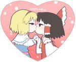  alice_margatroid bad_id bad_pixiv_id blush chibi couple hakurei_reimu kiss multiple_girls touhou transparent_background ume_(noraneko) yuri 