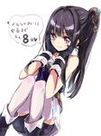  atelier_(series) atelier_totori bad_id bad_pixiv_id black_hair brown_eyes gloves long_hair maromi_(am97) mimi_houllier_von_schwarzlang ponytail shorts smile solo squatting thighhighs 