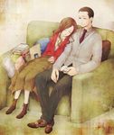  1girl ariadne arthur_(inception) bad_id bad_pixiv_id book cardigan couch cushion inception science_fiction sleeping sola_(414lilyope) 