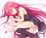  ass dress feet_out_of_frame fetal_position long_hair lying no_panties on_side red_hair roke shakugan_no_shana shana sleeping solo 