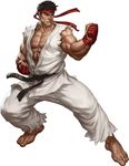  abs absurdres barefoot dougi fighting_stance fingerless_gloves gloves headband highres male_focus muscle ryuu_(street_fighter) sleeveless solo stanley_lau street_fighter street_fighter_iii_(series) torn_clothes torn_sleeves 