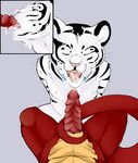  (the)dragonfan_(character) bell collar cum dragon eyes_closed facial_cumshot feline fortuna_(artist) gay ignis_(character) licking male penis portrait red sidney sidneykenson stripes tail tiger tongue white |sidney|_(character) 