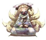  bangs blush daruia_(sabitare) highres sitting solo touhou yakumo_ran 