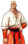  blonde_hair capcom_vs_snk capcom_vs_snk_2 dougi fatal_fury geese_howard hakama japanese_clothes male_focus muscle nishimura_kinu red_hakama solo the_king_of_fighters wrist_guards 