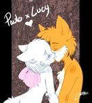  &lt;3 anthro bittersweet_candy_bowl bow canine cat couple duo english_text eyes_closed feline female fox fur hair lucy_(bcb) male mammal orange orange_fur orange_hair paulo_(bcb) rishi-chan short_hair signature straight text white_fur white_hair 