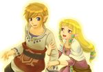  1girl blonde_hair blue_eyes chikuwa_(rinka) earrings jewelry link long_hair pointy_ears princess_zelda sash smile the_legend_of_zelda the_legend_of_zelda:_skyward_sword 