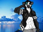  athletic bear blue_eyes chain chest claws clothing dock drawstring hair long_hair male mammal nipples panda pants plantigrade pubes pubic_hair solo sweatpants tenkai unknown_artist wallpaper 