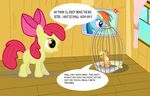  applebloom_(mlp) applejack_(mlp) blue_fur cage cub cutie_mark equine female feral friendship_is_magic fur horse koribaka mammal my_little_pony pony rainbow_dash_(mlp) sibling sisters tiny young 