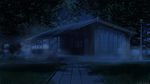  bad_id bad_pixiv_id bench blue building collaboration dark everlasting_summer fog grass house lamppost nature night no_humans original photorealistic scenery tree vvcephei 