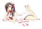  barefoot china_dress chinese_clothes dress ei_yi_li etsusa_oohashi feet flower gime hair_flower hair_ornament lying on_stomach petals solo 