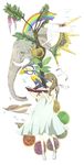  bad_id bad_pixiv_id bird book clownfish dove dress elephant eryngii_yoko fish flower original rainbow seagull simple_background solo stingray sunflower tree white_background 