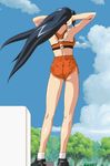 animated animated_gif arms_up asahina_natsuki ass back hairband long_hair short_shorts shorts solo sports_bra standing super_real_mahjong tanaka_ryou 